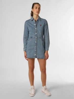 Zdjęcie produktu Tommy Jeans Damska sukienka jeansowa Kobiety Bawełna niebieski jednolity,