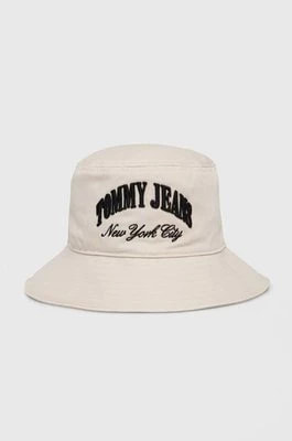 Zdjęcie produktu Tommy Jeans kapelusz bawełniany kolor beżowy bawełniany AW0AW15960