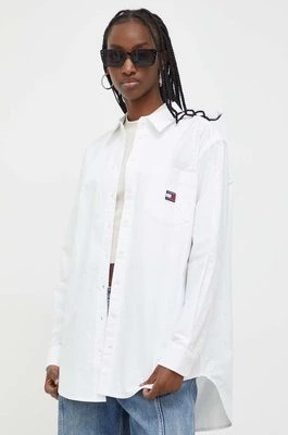 Zdjęcie produktu Tommy Jeans koszula bawełniana damska kolor biały relaxed z kołnierzykiem klasycznym DW0DW17351