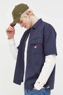 Zdjęcie produktu Tommy Jeans koszula bawełniana męska kolor granatowy relaxed z kołnierzykiem klasycznym