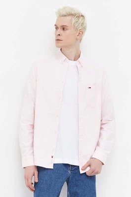 Zdjęcie produktu Tommy Jeans koszula bawełniana męska kolor różowy regular z kołnierzykiem button-down DM0DM18335