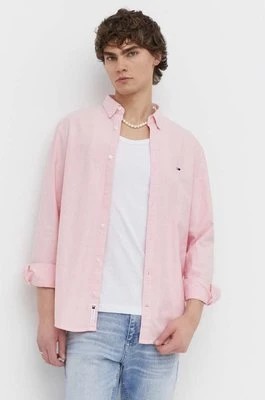 Zdjęcie produktu Tommy Jeans koszula bawełniana męska kolor różowy regular z kołnierzykiem button-down DM0DM19134