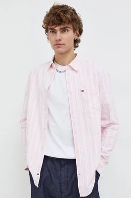 Zdjęcie produktu Tommy Jeans koszula bawełniana męska kolor różowy regular z kołnierzykiem klasycznym DM0DM18336