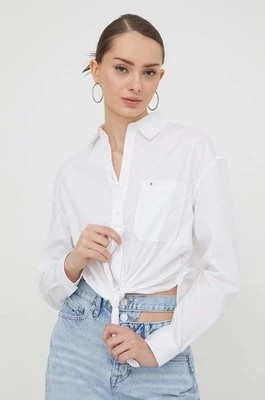 Zdjęcie produktu Tommy Jeans koszula damska kolor biały regular z kołnierzykiem klasycznym DW0DW17520