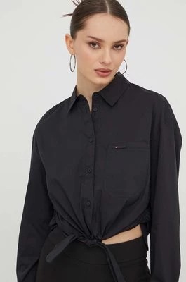 Zdjęcie produktu Tommy Jeans koszula damska kolor czarny regular z kołnierzykiem klasycznym DW0DW17520
