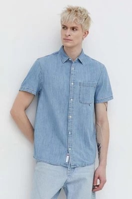 Zdjęcie produktu Tommy Jeans koszula jeansowa męska kolor niebieski regular z kołnierzykiem klasycznym DM0DM18958
