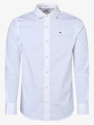 Zdjęcie produktu Tommy Jeans Koszula męska Mężczyźni Slim Fit Bawełna biały jednolity kołnierzyk kent,