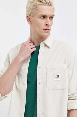 Zdjęcie produktu Tommy Jeans koszula sztruksowa kolor beżowy relaxed z kołnierzykiem klasycznym DM0DM18324
