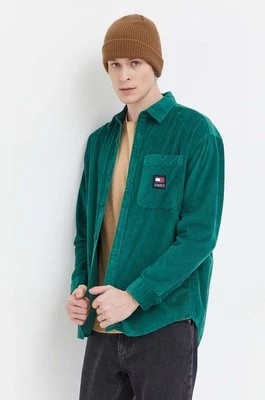 Zdjęcie produktu Tommy Jeans koszula sztruksowa kolor zielony relaxed z kołnierzykiem klasycznym DM0DM18324