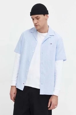 Zdjęcie produktu Tommy Jeans koszula z domieszką lnu kolor niebieski regular DM0DM18963