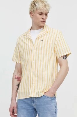 Zdjęcie produktu Tommy Jeans koszula z domieszką lnu kolor żółty regular DM0DM18961