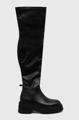 Zdjęcie produktu Tommy Jeans kozaki TJW OVER THE KNEE BOOTS damskie kolor czarny na platformie EN0EN02254