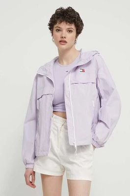 Zdjęcie produktu Tommy Jeans kurtka damska kolor fioletowy przejściowa DW0DW17747