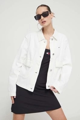 Zdjęcie produktu Tommy Jeans kurtka jeansowa damska kolor beżowy przejściowa DW0DW17748