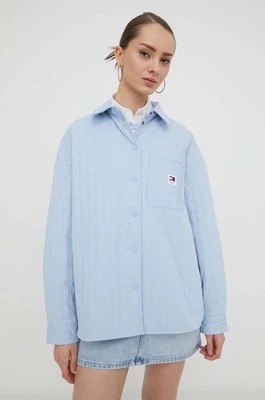 Zdjęcie produktu Tommy Jeans kurtka koszulowa kolor niebieski przejściowa oversize DW0DW17522