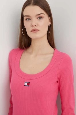Zdjęcie produktu Tommy Jeans longsleeve damski kolor różowy DW0DW17397