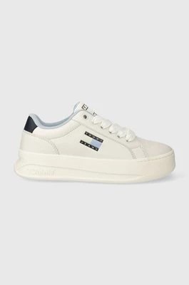 Zdjęcie produktu Tommy Jeans sneakersy skórzane TJW CITY FLATFORM kolor biały EN0EN02500
