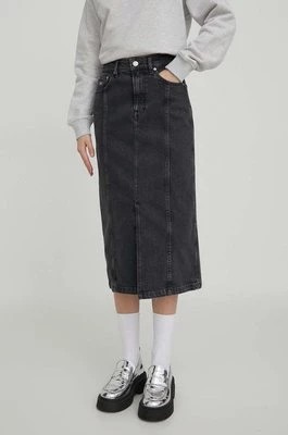 Zdjęcie produktu Tommy Jeans spódnica jeansowa kolor czarny midi prosta DW0DW17700