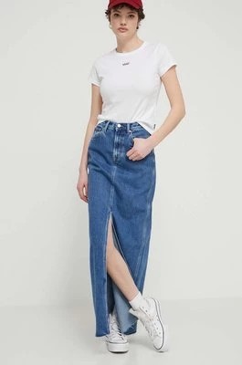 Zdjęcie produktu Tommy Jeans spódnica jeansowa kolor niebieski maxi prosta DW0DW17673
