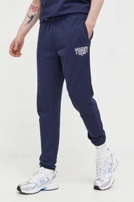 Zdjęcie produktu Tommy Jeans spodnie bawełniane kolor granatowy gładkie