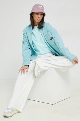 Zdjęcie produktu Tommy Jeans spodnie damskie kolor biały szerokie high waist