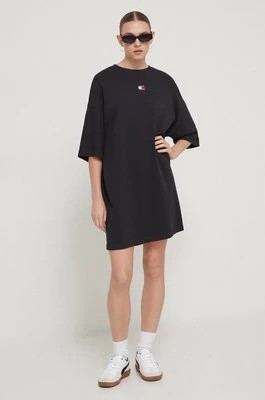 Zdjęcie produktu Tommy Jeans sukienka bawełniana kolor czarny mini oversize DW0DW18145