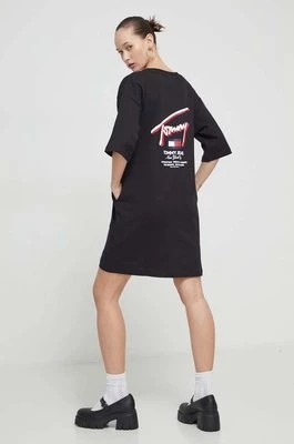 Zdjęcie produktu Tommy Jeans sukienka bawełniana kolor czarny mini oversize DW0DW18095