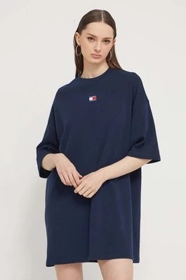 Zdjęcie produktu Tommy Jeans sukienka bawełniana kolor granatowy mini oversize DW0DW18145