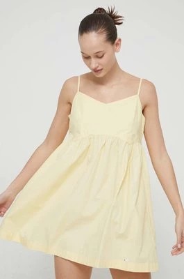 Zdjęcie produktu Tommy Jeans sukienka bawełniana kolor żółty mini rozkloszowana DW0DW17940
