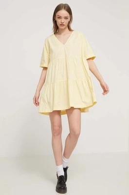 Zdjęcie produktu Tommy Jeans sukienka bawełniana kolor żółty mini rozkloszowana DW0DW17948