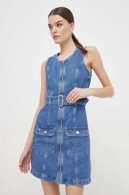 Zdjęcie produktu Tommy Jeans sukienka jeansowa kolor niebieski mini dopasowana DW0DW17682