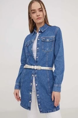 Zdjęcie produktu Tommy Jeans sukienka jeansowa kolor niebieski mini prosta DW0DW17542
