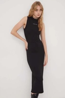 Zdjęcie produktu Tommy Jeans sukienka kolor czarny midi dopasowana DW0DW17412