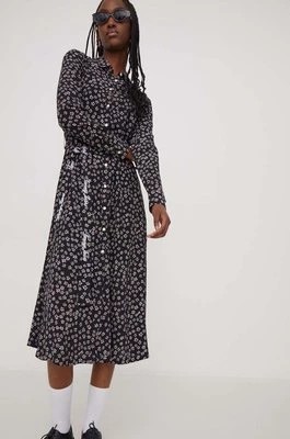 Zdjęcie produktu Tommy Jeans sukienka kolor czarny midi rozkloszowana DW0DW17419