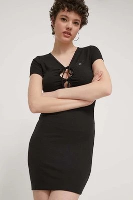 Zdjęcie produktu Tommy Jeans sukienka kolor czarny mini dopasowana DW0DW17953
