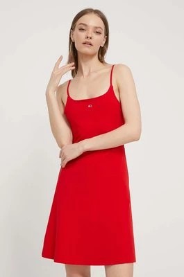 Zdjęcie produktu Tommy Jeans sukienka kolor czerwony mini rozkloszowana DW0DW17988