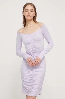 Zdjęcie produktu Tommy Jeans sukienka kolor fioletowy mini dopasowana DW0DW17939