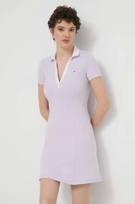Zdjęcie produktu Tommy Jeans sukienka kolor fioletowy mini dopasowana DW0DW17937