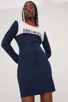 Zdjęcie produktu Tommy Jeans sukienka kolor granatowy mini dopasowana DW0DW17527