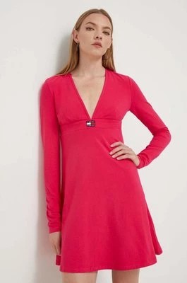Zdjęcie produktu Tommy Jeans sukienka kolor różowy mini rozkloszowana DW0DW16484