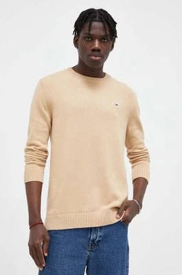 Zdjęcie produktu Tommy Jeans sweter bawełniany kolor beżowy