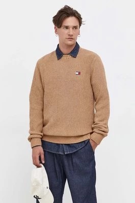 Zdjęcie produktu Tommy Jeans sweter bawełniany kolor beżowy