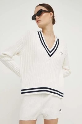 Zdjęcie produktu Tommy Jeans sweter bawełniany kolor beżowy DW0DW17758