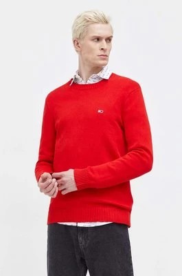 Zdjęcie produktu Tommy Jeans sweter bawełniany kolor czerwony DM0DM18370