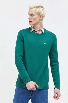 Zdjęcie produktu Tommy Jeans sweter bawełniany kolor zielony DM0DM18370