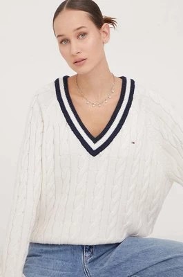 Zdjęcie produktu Tommy Jeans sweter damski kolor beżowy lekki DW0DW17498