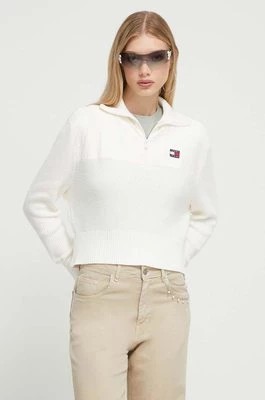 Zdjęcie produktu Tommy Jeans sweter damski kolor beżowy z półgolfem