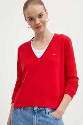 Zdjęcie produktu Tommy Jeans sweter damski kolor czerwony lekki DW0DW17251