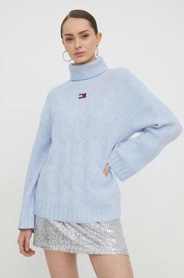 Zdjęcie produktu Tommy Jeans sweter damski kolor niebieski z golfem DW0DW17494