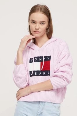 Zdjęcie produktu Tommy Jeans sweter damski kolor różowy DW0DW16528
